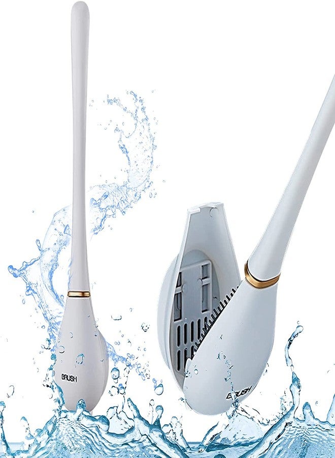 Roktry Silicone Toilet Brush and Holder Set, Automatic Opening and Closing Toilet Brush for Bathroom - No-Slip Long Handle and Quick Drying Wall-Mounted Holder - Image 1